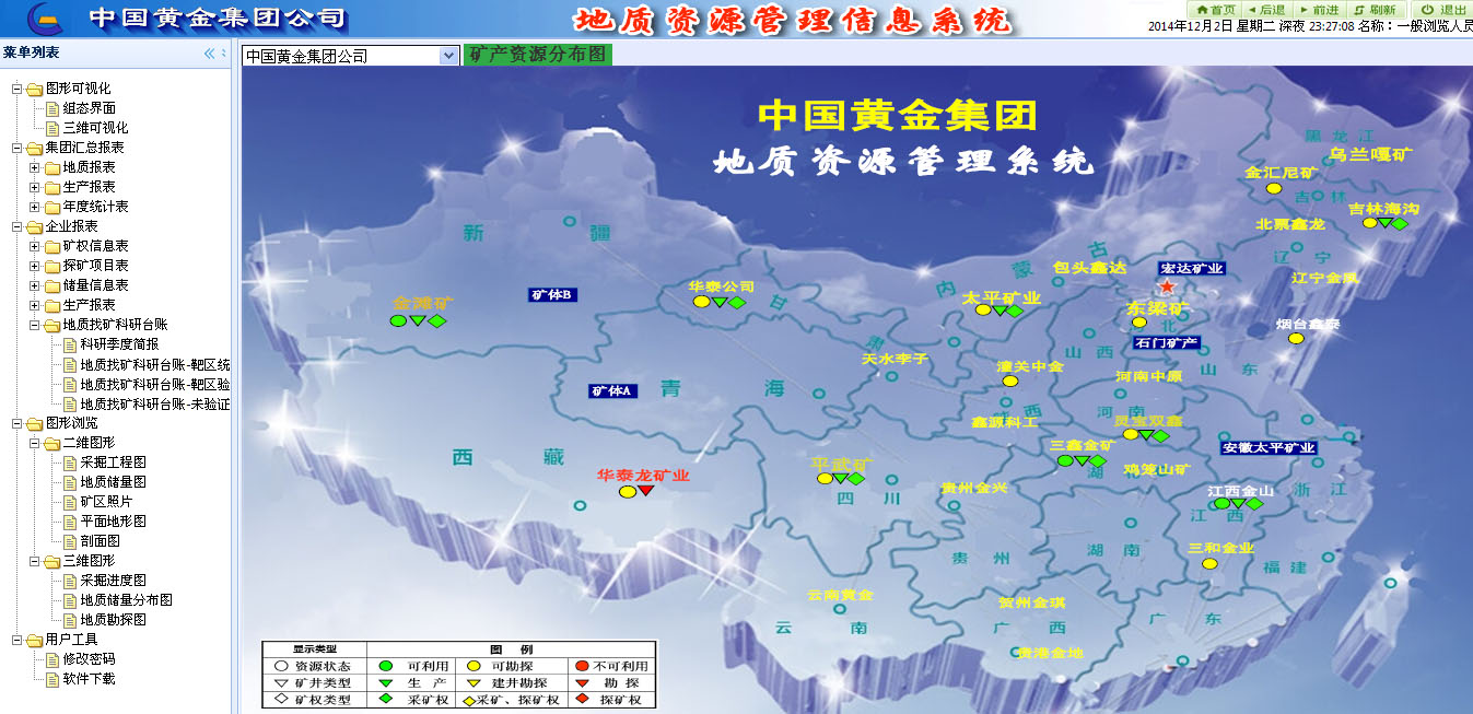 中国黄金集团地质资源管理信息系统